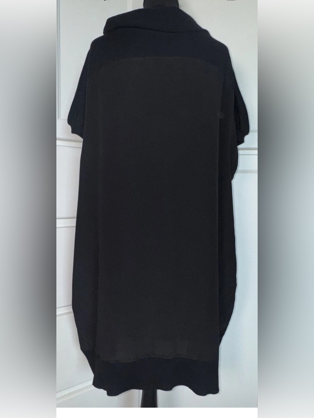 Persona Marina Rinaldi Dress L Black 100% Silk Wool Cashmere Cowl NWT $415 - Picture 3 of 14